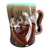 Vintage Vallauris cup blue green brown lava