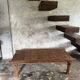 Large upcycled golden teak coffee table L1m60 W70 H45