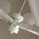 Six-light chrome metal chandelier and opaque glass globes / vintage 60s and 70s