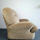 Vintage velvet armchair armrests fins