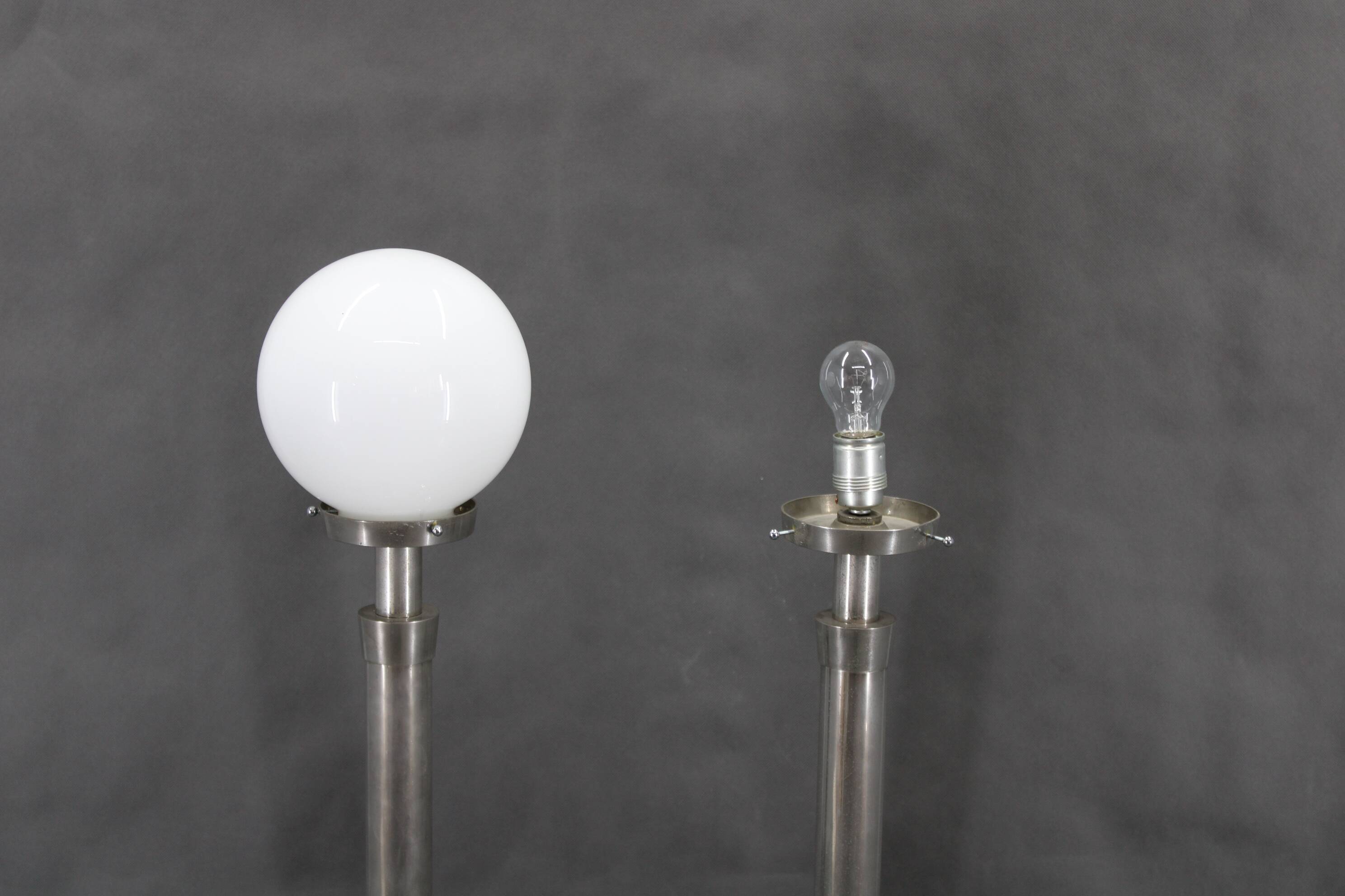 1940s pair of Art Deco chrome floor lamps, Czechoslovakia