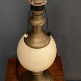 Ostrich egg and bronze lamp 1970 on shower stand