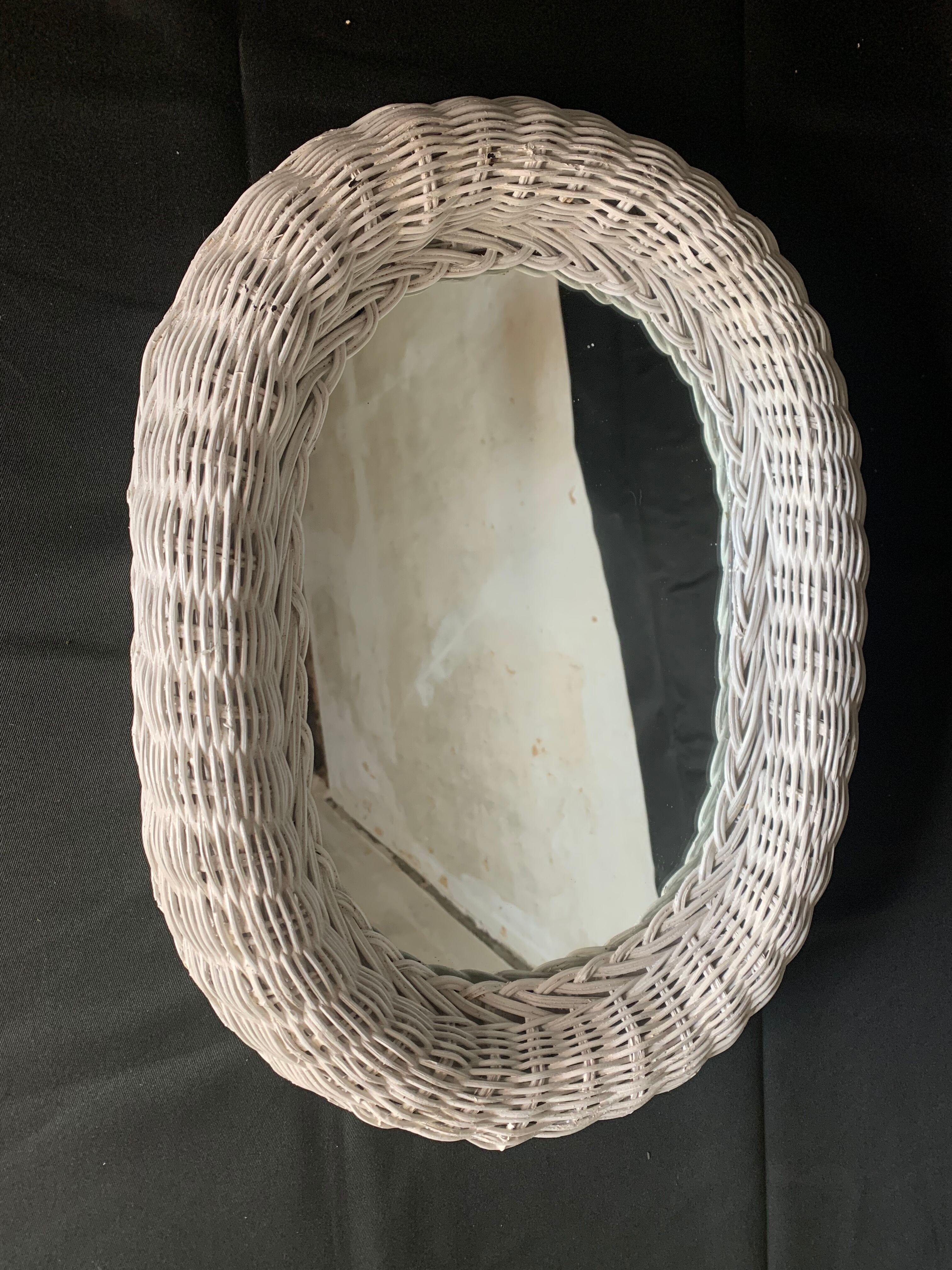 Miroir rotin osier blanc