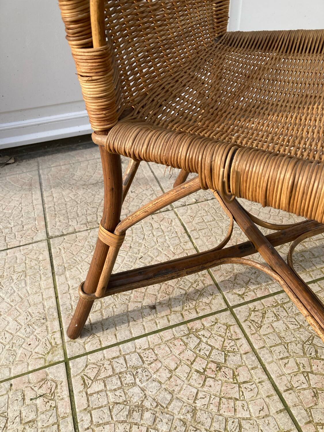 Fauteuil en osier vintage