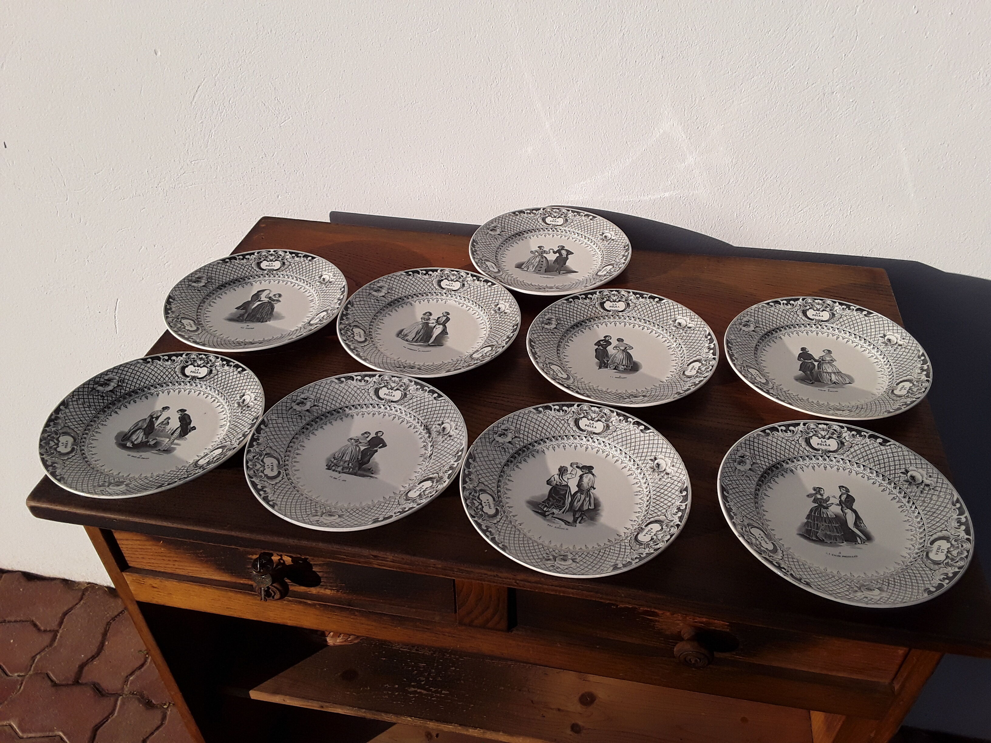 9 creil and Montereau dance themed plates