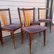 Set of 5 Scandinavian chairs in wood and checked fabric.