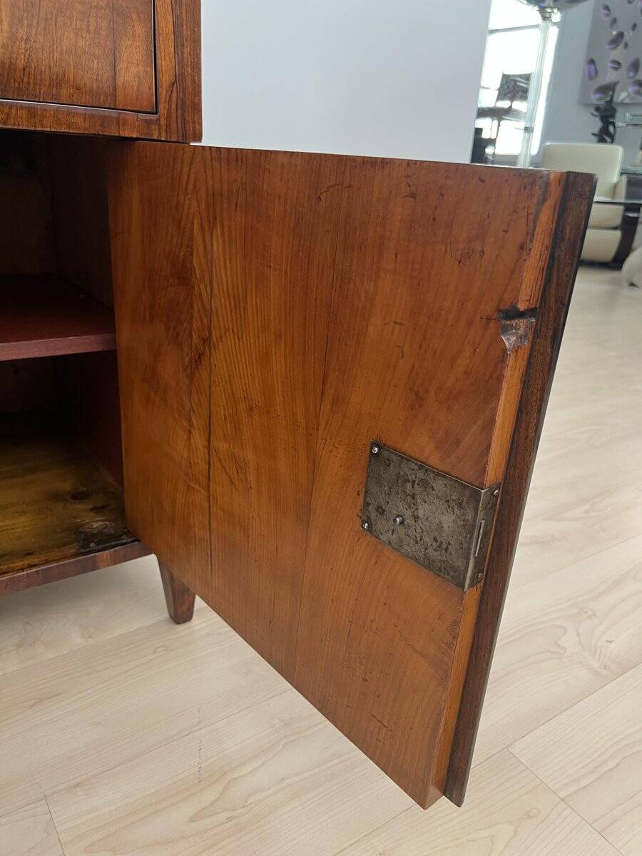 Biedermeier Chest in Walnut Veneer, Cherry, Gold Leaf & Brass, Austria, 1815
