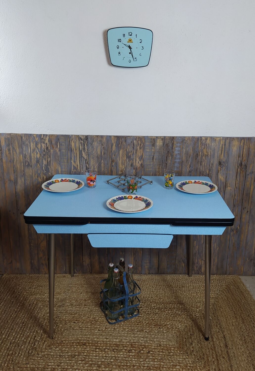 Blue Formica table