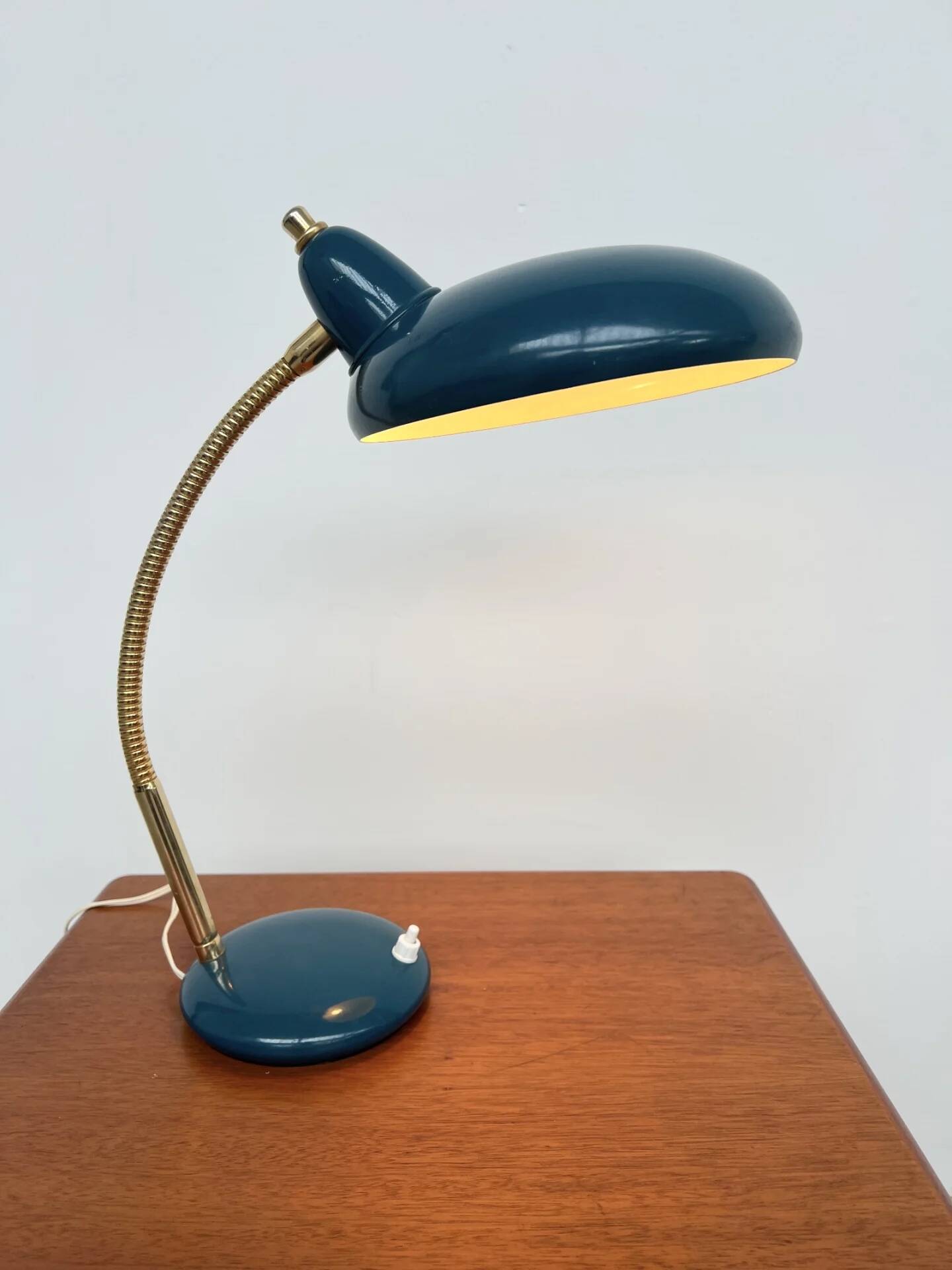 Adjustable table lamp — Duck blue and gold metal — 1960s