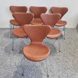 Set of 6 3107 butterfly chairs by Arne Jacobsen for Fritz Hansen