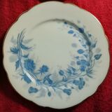 Ensemble 6 assiette dessert fleurs bleu différentes porcelaine dorure XVIII-XIX