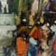 Huile sur panneau, Scène de marché, Francesco di Marino Naples 1892-1954