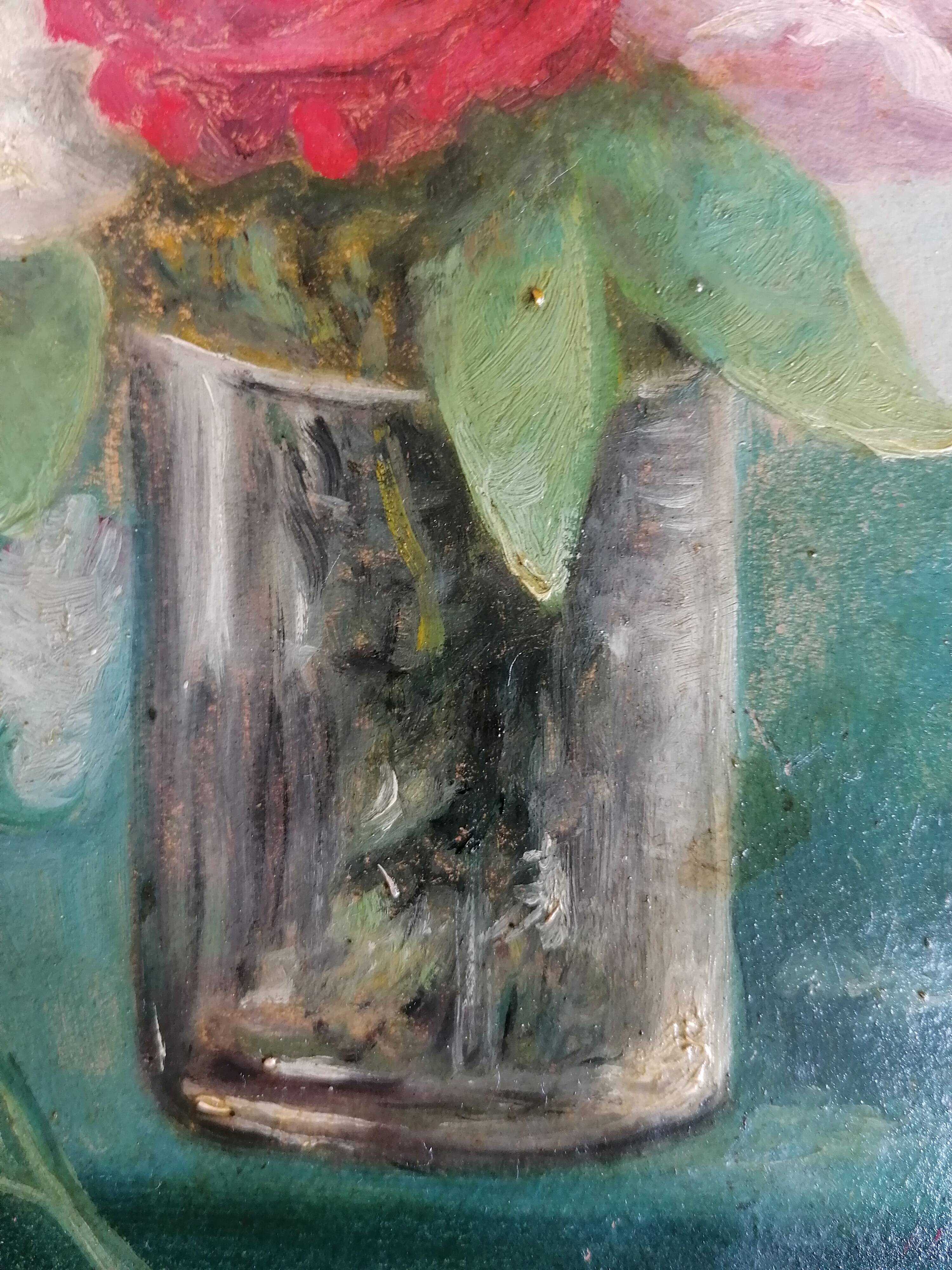 Old painting bouquet of flowers