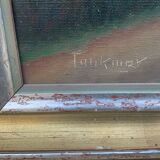 Vintage danish oil on canvas “sunset”, signed by a.takmar 1880-1960