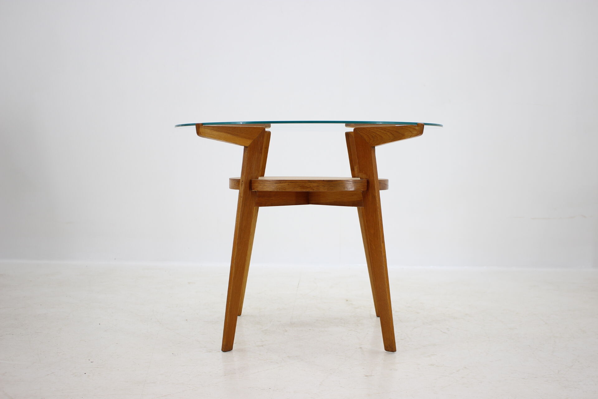 1960s Oak and Glass Coffee Table, Czechoslovakia