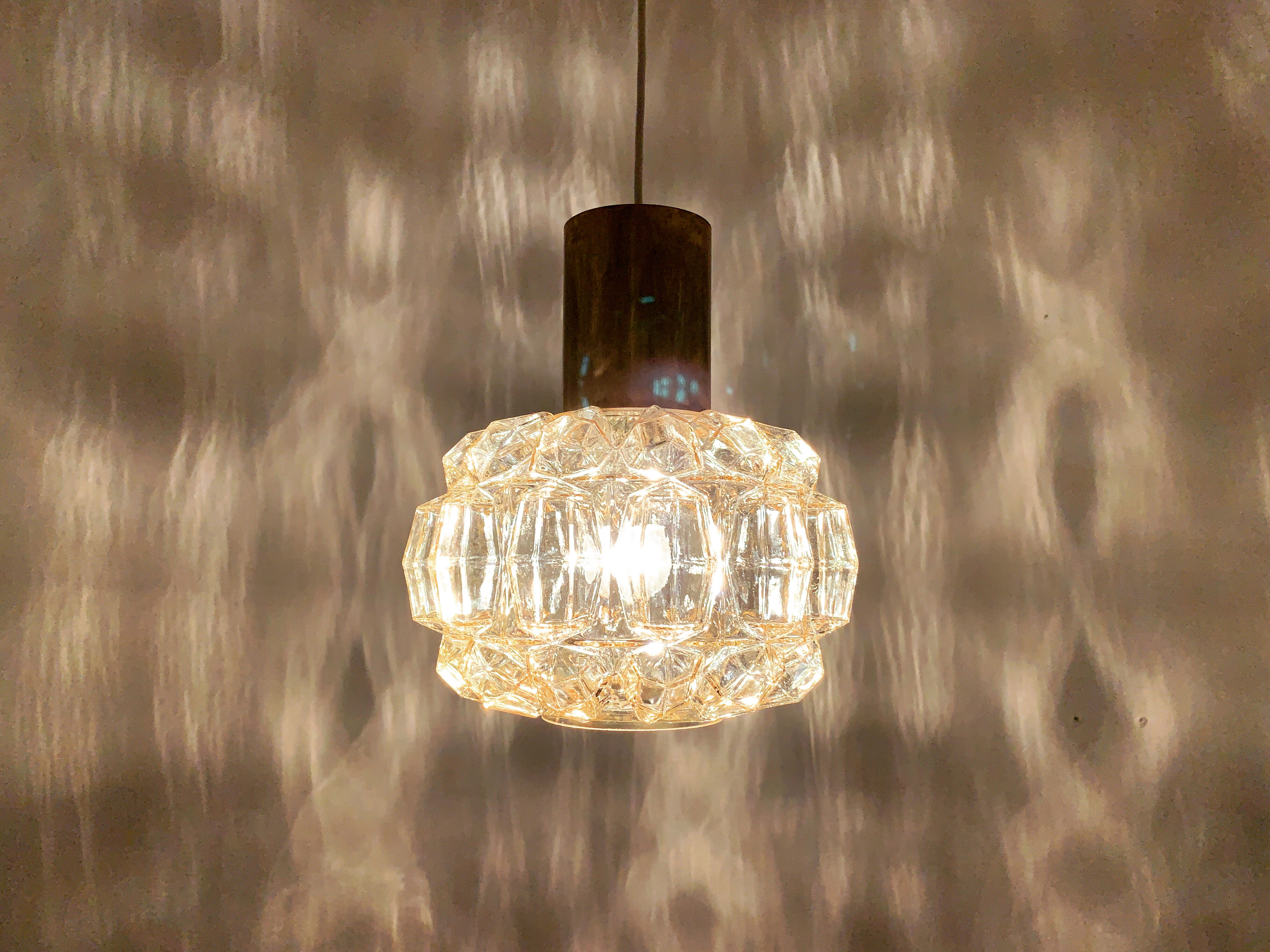 Glass pendant lamp by Glashütte Limburg