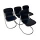 4 leather and chrome metal chairs attributed to Willy Rizzo, 1970s