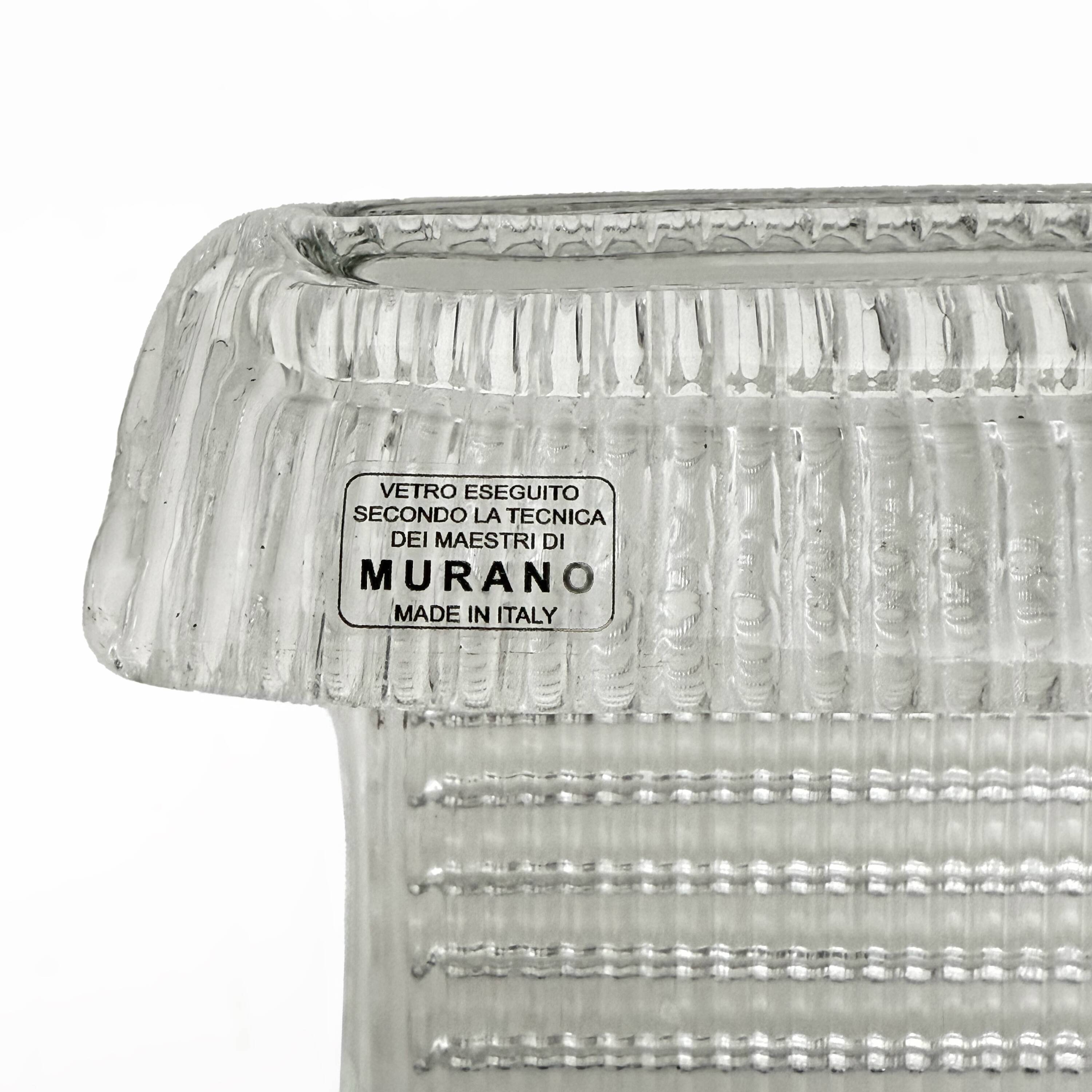 Pair of Modern Italian Brass and Murano Glass Textured Wall Sconces