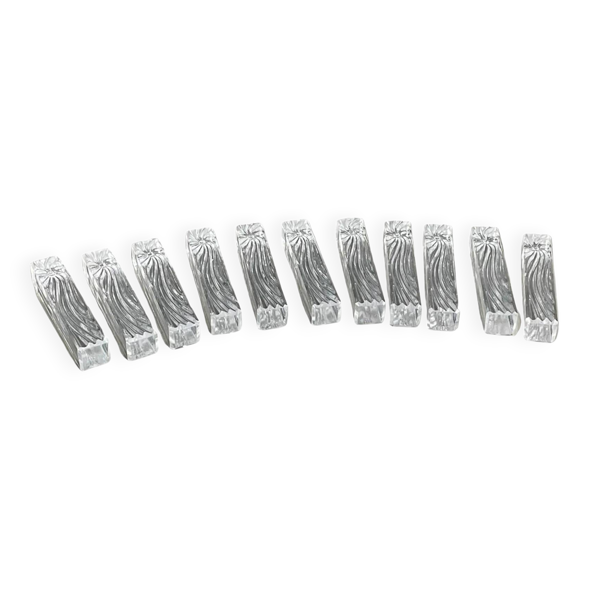 11 moulded glass knife rests - Ref 1167