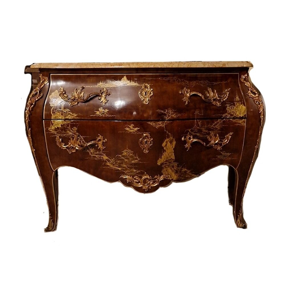 Curved chest of drawers Japanese décor Louis xv style