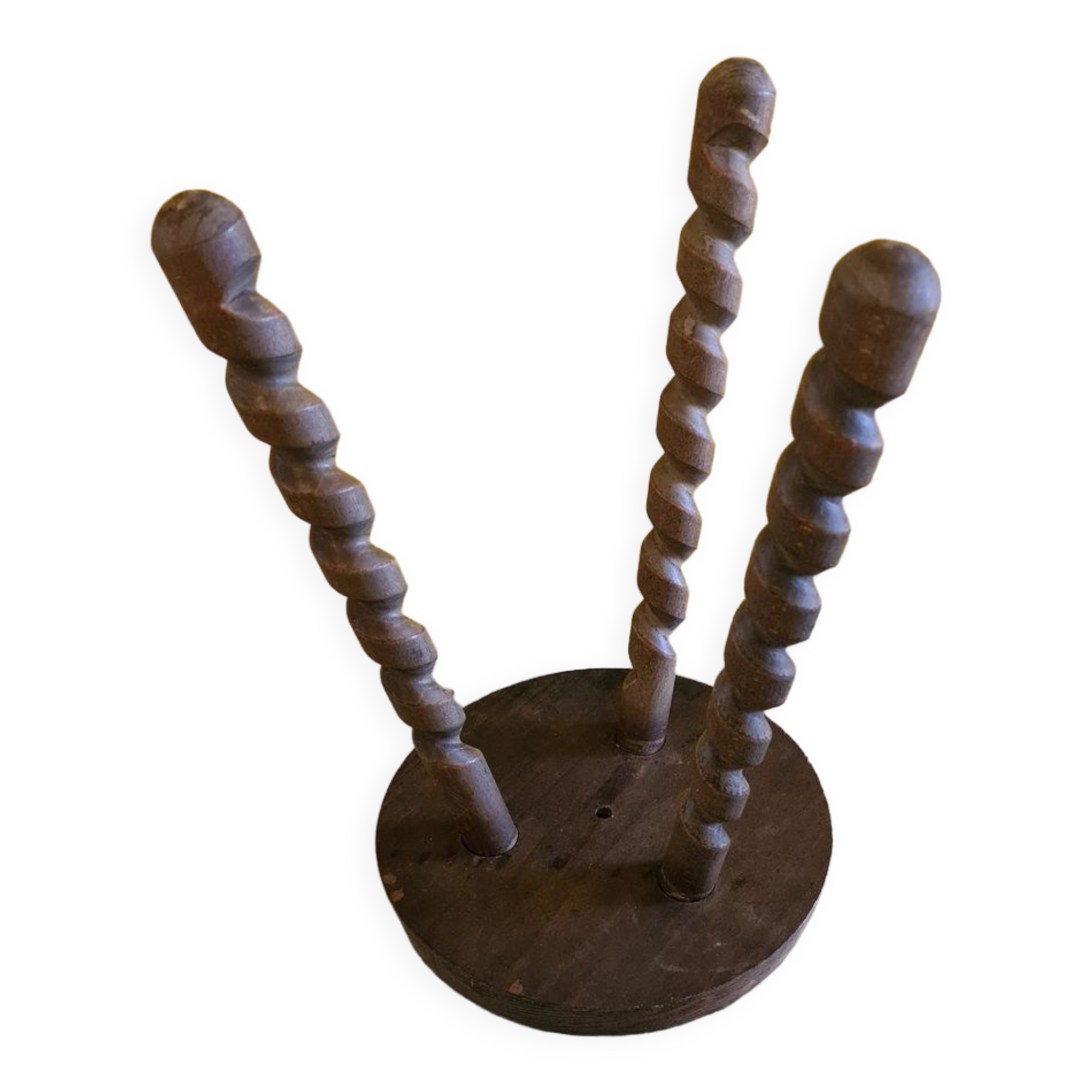 Vintage French Wooden Stool from the 1970s.