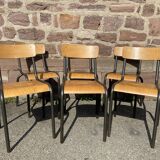 Lot de 6 chaises industrielles école vintage collectivités mullca delagrave tube & bois