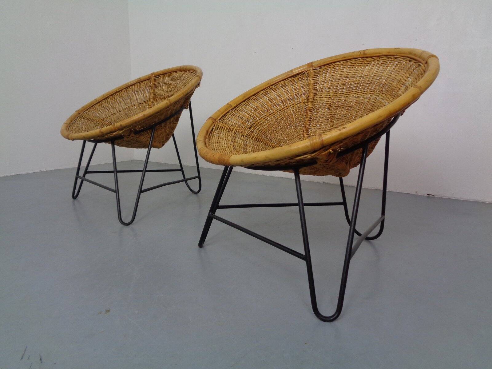 Mid-Century German Bamboo Chairs, 1960s, Set of 2
