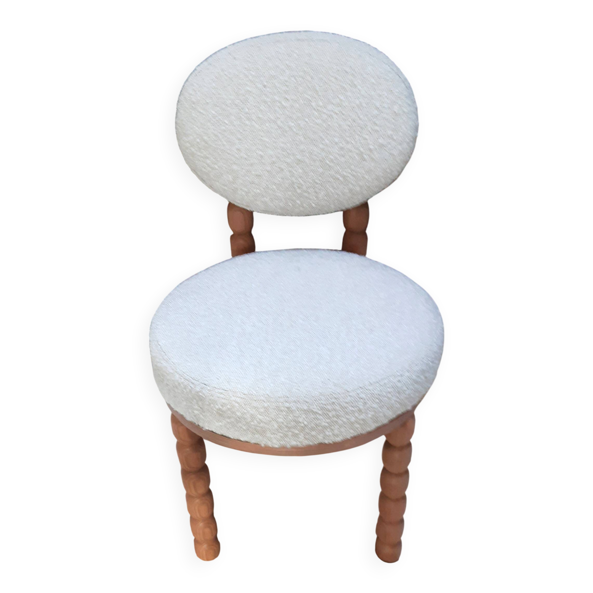Chaise bouclettes beige et bois de chêne NV GALLERY