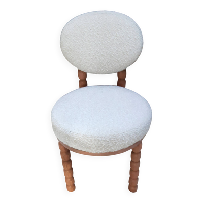 Chaise bouclettes beige et bois de chêne NV GALLERY