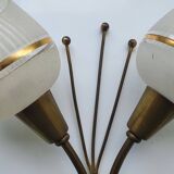 Pair of Arlus gold globe tulip wall lights from the 60s