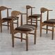 1960s, Danish design by Henning Kjærnulf, et of 4 chairs, wool, oak wood.