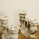 Set of two antique porcelain candle holders