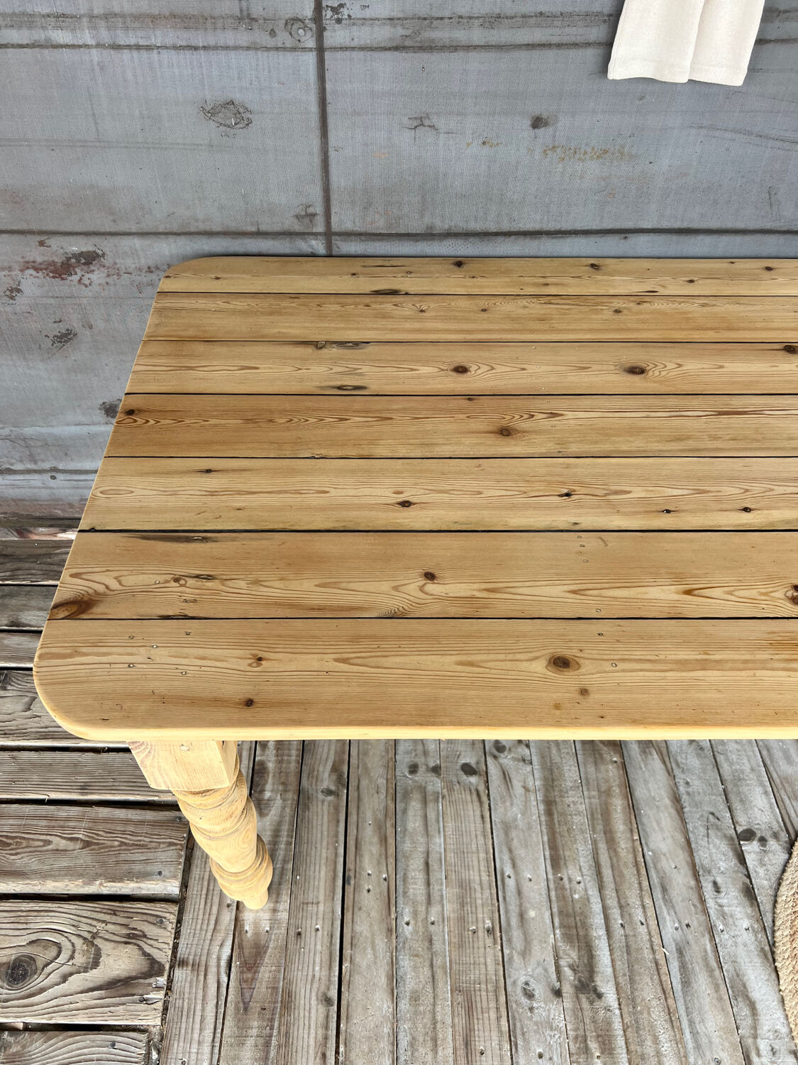 Rustic wooden farmhouse table