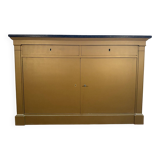 Buffet à plinthes Louis Philippe en bois peint et marbre noir