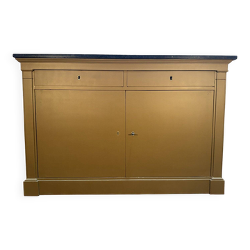 Louis Philippe buffet with painted wood and black marble.
