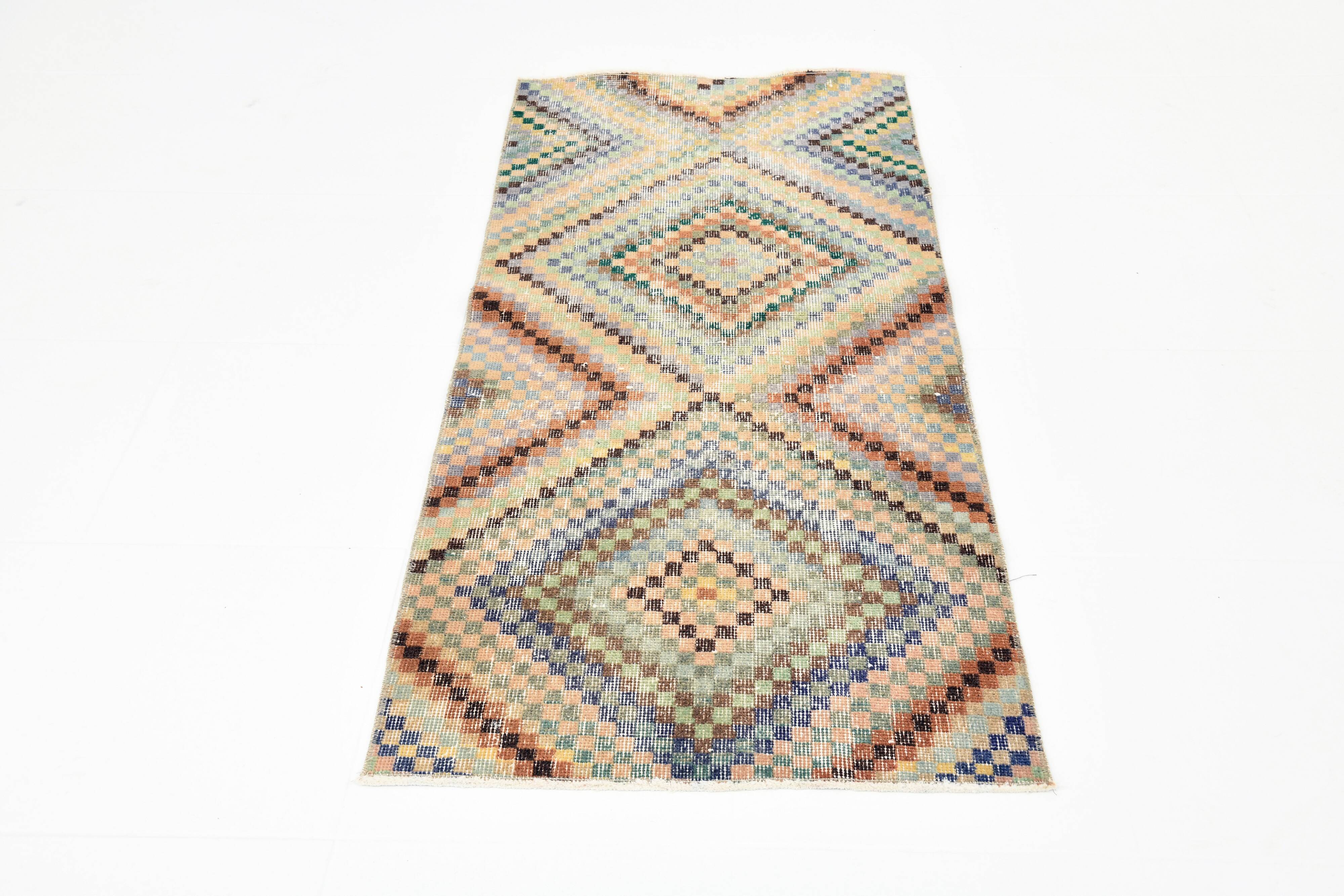 2x5 Turkish Multicolor Vintage Kitchen Runner Rug, 71x154Cm