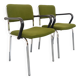 Pair of vintage armchairs in fabric and chrome from the 1970s.