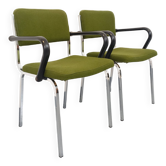 Pair of vintage fabric and chrome armchairs from the 70s