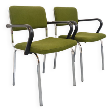 Paire de fauteuils vintage en tissu et chrome des années 70