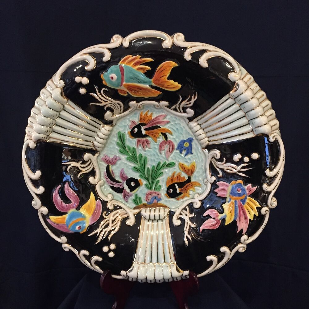 Vintage fruit cup with fish decoration cerdazur monaco