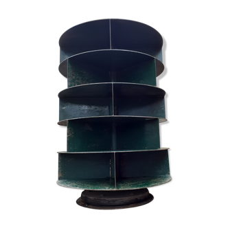 Cylindrical industrial library in steel of the 50s