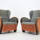 1940s Pair of Large Wing Chairs, Czechoslovakia