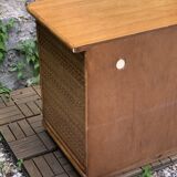 Oak rattan and woven wicker furniture 1980