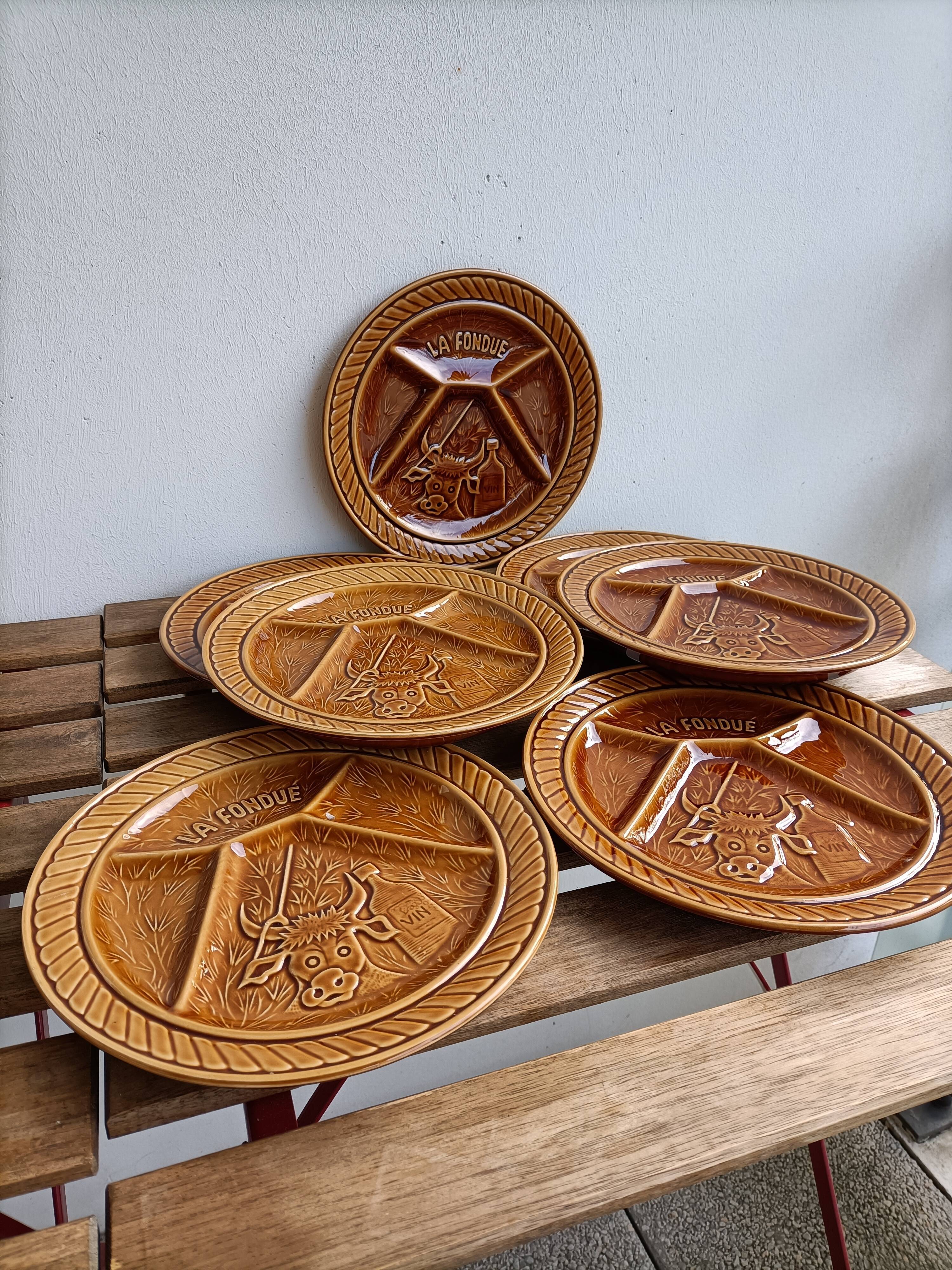 Set of 6 plates La Fondue - Sarreguemines - Digoin
