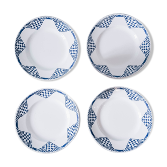 Lot of 4 dessert plates moulins des Loups and hamage France "pantin"