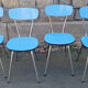 Blue formica set Jafae and its 4 vintage chairs, 70s