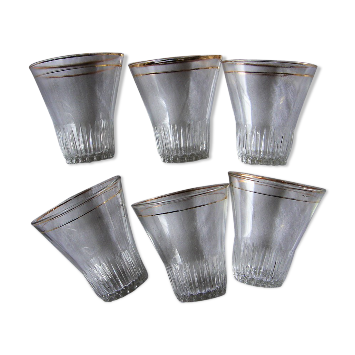 Lot 6 glasses gilding art deco 30/50 years golden circles