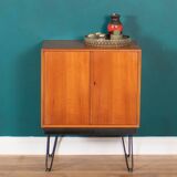 Armoire à disques rétro en teck des années 1960 sur pieds en épingle à cheveux