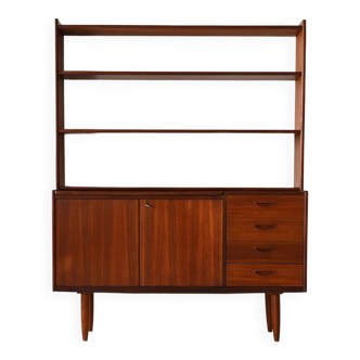 Scandinavian teak bookcase with pull-out desk