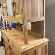 Renovated solid oak dresser – vintage chic country buffet – glass cabinet